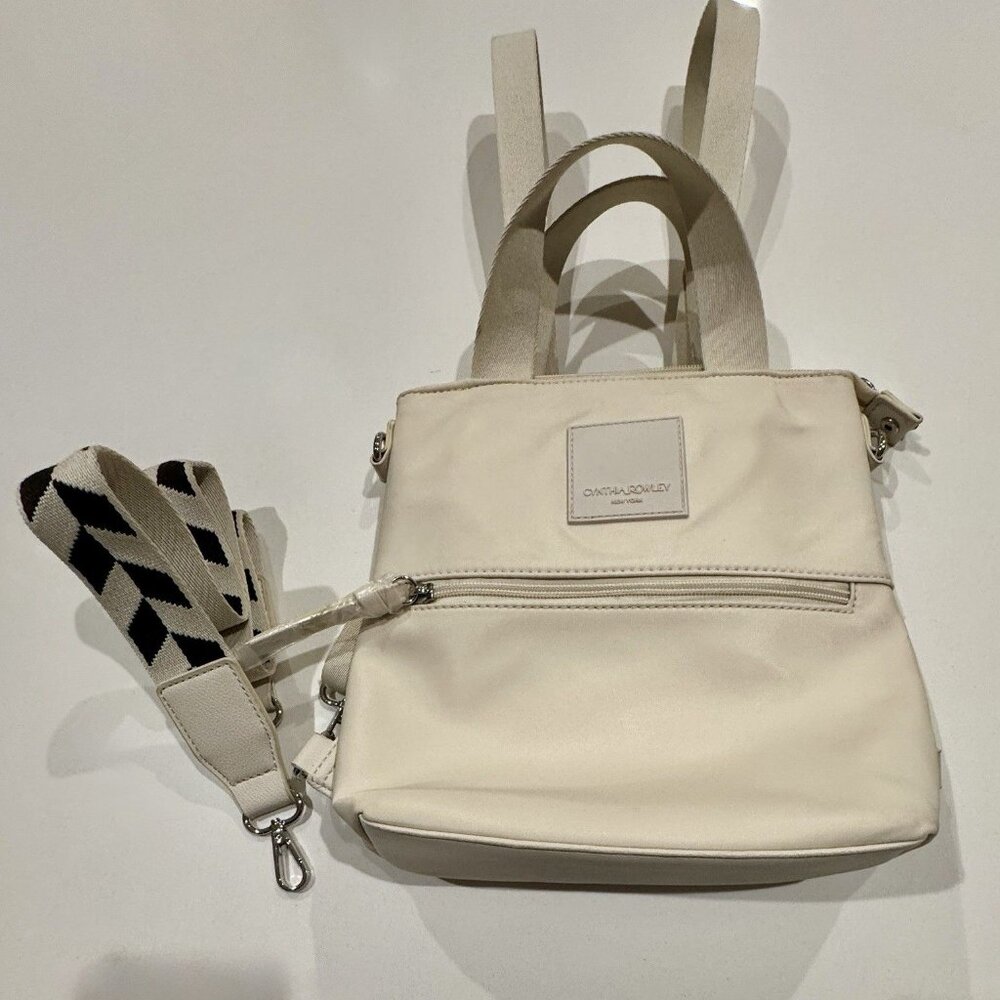 Cynthia Rowley Emma Off-White Nylon Backpack Satchel - Stylish & Functional